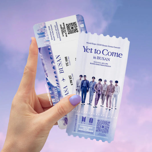 BTS YTC Aún por venir TICKET boleto de avión tarjeta de embarque boleto conmemorativo de Busan transmisión en vivo concierto en persona