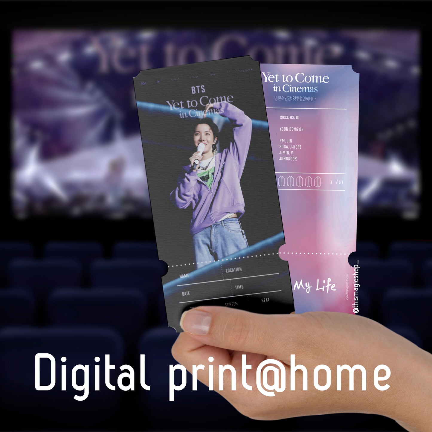EDITABLE Yet To Come in Cinema Member Digital print at home ticket ytc