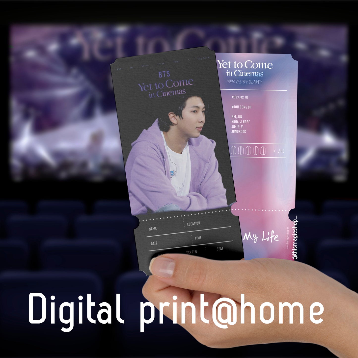 EDITABLE Yet To Come in Cinema Member Digital print at home ticket ytc