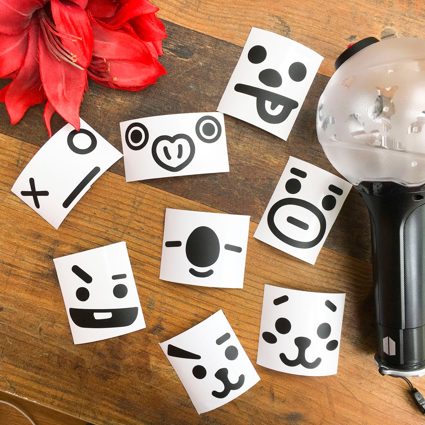 BTS Character FACES Army Bomb Lightstick Kpop Decal Sticker