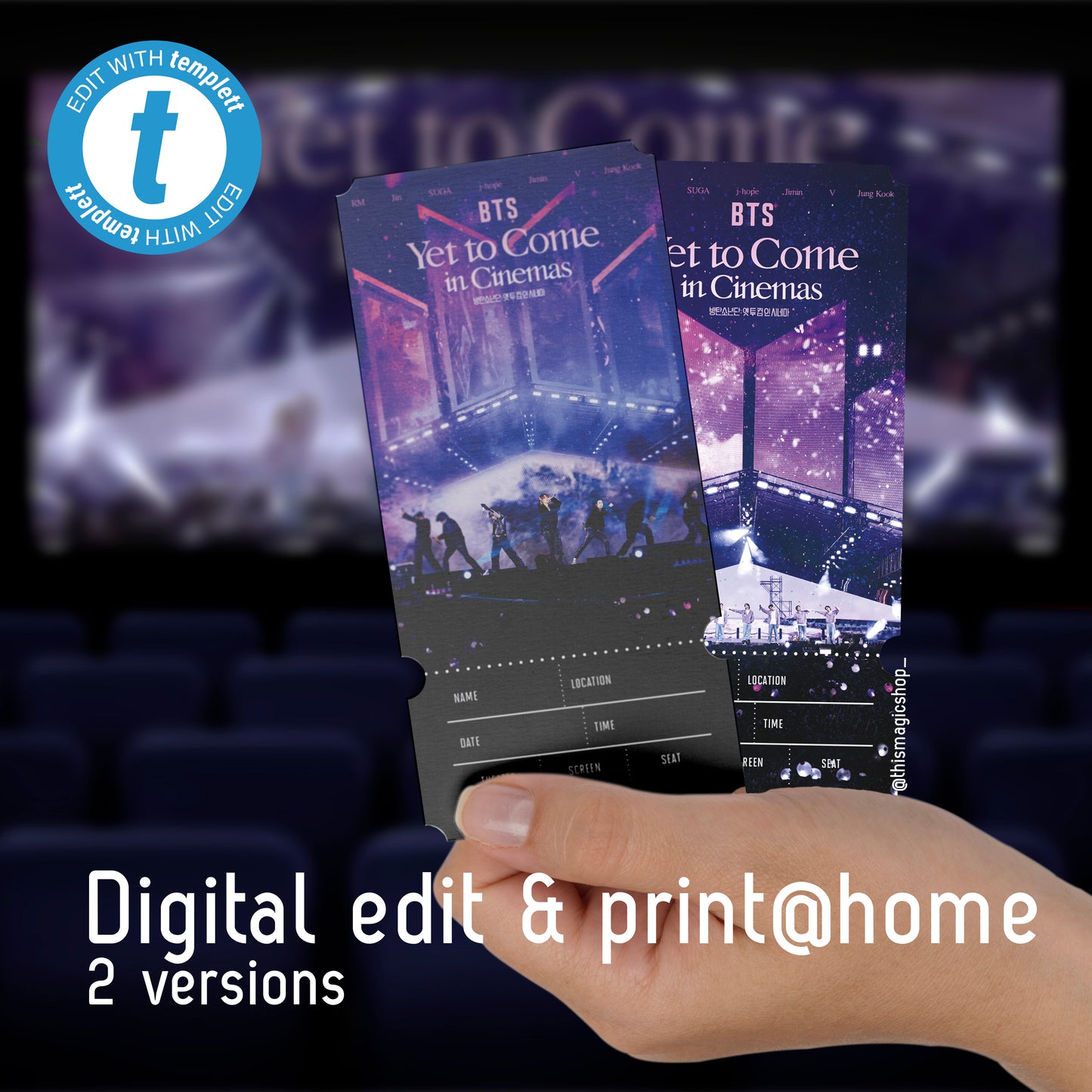 EDITABLE Yet To Come In Cinema Digital print at home ticket ytc